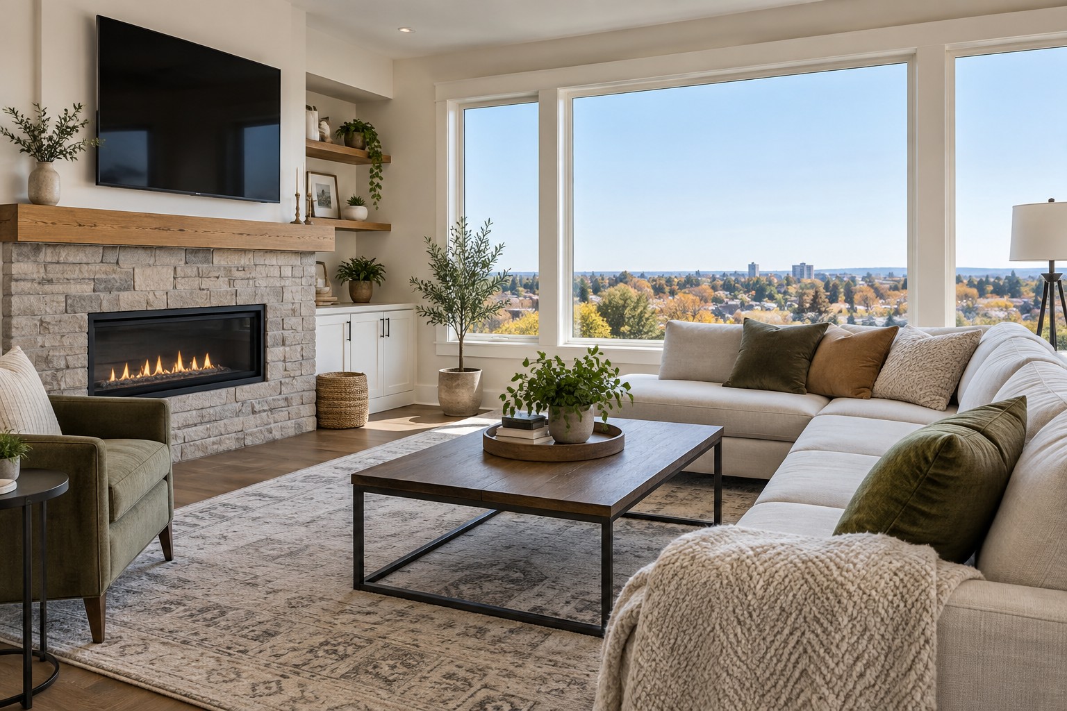 A bright Western New York home interior, illustrative